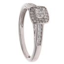 9ct White Gold 0.25ct Princess and Brilliant Cut Diamond Cluster Ring