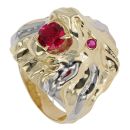 14ct Yellow And White Gold Red Gem Animal Ring