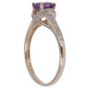 9ct Yellow Gold 0.05ct Diamond and Amethyst Single Stone Ring