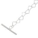 Silver Heart T-Bar Bracelet 8" By Icesia