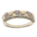 9ct Yellow Gold 0.10ct Diamond Hearts Ring