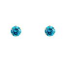 9ct Yellow Gold Aqua Cubic Zirconia Stud Earrings 5mm