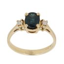14ct Yellow Gold 0.10ct Diamond and Sapphire Three Stone Ring
