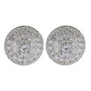 Platinum 3.22ct Round Pie And Brilliant Cut Diamond Cluster Stud Earrings
