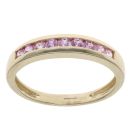 9ct Yellow Gold Pink Sapphire Half Eternity Ring