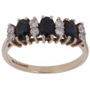 9ct Yellow Gold 0.25ct Brilliant Cut Diamond and Sapphire Fancy Ring