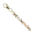 14ct Yellow, White and Rose Gold Fancy Bracelet 7"