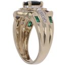 9ct Yellow Gold 0.15ct Diamond Sapphire Ruby and Emerald Cluster Ring