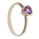 9ct Yellow Gold Amethyst Heart Single Stone Ring