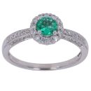 14ct White Gold 0.35ct Diamond and Emerald Cluster Ring