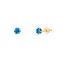 9ct Yellow Gold Blue Cubic Zirconia Stud Earrings 3mm