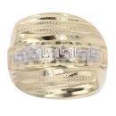 14ct Yellow and White Gold Greek Key Twist Ring