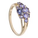 9ct Yellow Gold 0.05ct Diamond and Tanzanite Cluster Ring