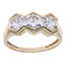 14ct Yellow Gold Three Stone Cubic Zirconia Ring