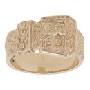 9ct Yellow Gold Patterned Buckle Ring