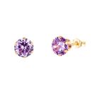 9ct Yellow Gold Lilac Cubic Zirconia Stud Earrings 6mm
