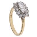 18ct Yellow Gold 1.25ct Brilliant and Baguette Cut Diamond Cluster Ring