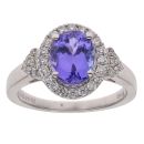 Platinum 0.25ct Brilliant Cut Diamond and Tanzanite Cluster Ring