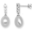 18ct White Gold 0.37ct Diamond & Pearl Earrings