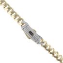 14ct Yellow Gold Monaco Classic Pave Lock Curb Chain 16"