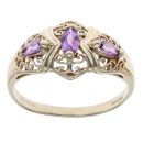 9ct Yellow Gold Patterned Amethyst Ring