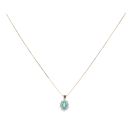 9ct Yellow Gold Emerald and Diamond Cluster Pendant and Chain 18"