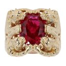 14ct Yellow Gold Red Gemstone Leopard Signet Ring