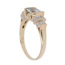 14ct Yellow Gold 0.15ct Brilliant Cut Diamond and Aquamarine Solitaire Ring