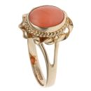 9ct Yellow Gold Coral Single Stone Ring