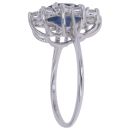 9ct White Gold 1.00ct Brilliant Cut Diamond and Sapphire Cluster Ring