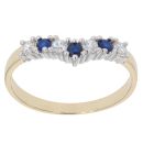 9ct Yellow Gold Cubic Zirconia and Blue Gem Wishbone Ring