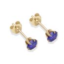 9ct Yellow Gold Tanzanite Cubic Zirconia Stud Earrings 4mm