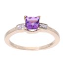 9ct Yellow Gold Created Amethyst And Diamond Ring