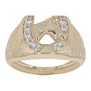 9ct Yellow Gold Cubic Zirconia Horseshoe Ring