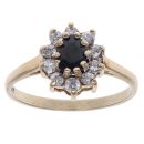 9ct Yellow Gold Cubic Zirconia and Sapphire Cluster Ring