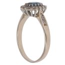 9ct Yellow Gold 0.35ct Brilliant Cut Diamond and Blue Topaz Cluster Ring