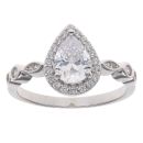Silver Cubic Zirconia Pear Cluster Ring By Icesia