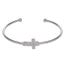Silver Cubic Zirconia Cross Bangle