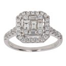 18ct White Gold 1.08ct Brilliant and Baguette Cut Diamond Cluster Ring