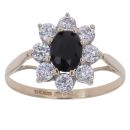 9ct Yellow Gold Sapphire and Cubic Zirconia Cluster Ring