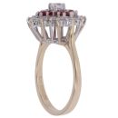 14ct Yellow Gold Cubic Zirconia and Ruby Cluster Ring