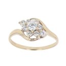 9ct Yellow Gold Cubic Zirconia Cluster Twist Ring