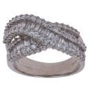 18ct White Gold 2.15ct Brilliant and Baguette Cut Diamond Crossover Cluster Ring