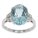 Platinum Diamond And Aquamarine Ring