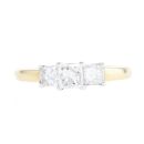 18ct Yellow Gold 1.02ct Princess Cut Diamond Trilogy Ring