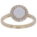 9ct Yellow Gold Opal and Cubic Zirconia Cluster Ring