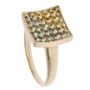 9ct Yellow Gold Yellow And Praseolite Cluster Ring
