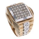9ct Yellow and White Gold 1.00ct Brilliant Cut Diamond Cluster Signet Ring