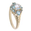 9ct Yellow Gold Blue Topaz and 0.05ct Diamond Cluster Ring