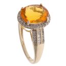 9ct Yellow Gold 0.35ct Diamond And Fire Opal Cluster Ring